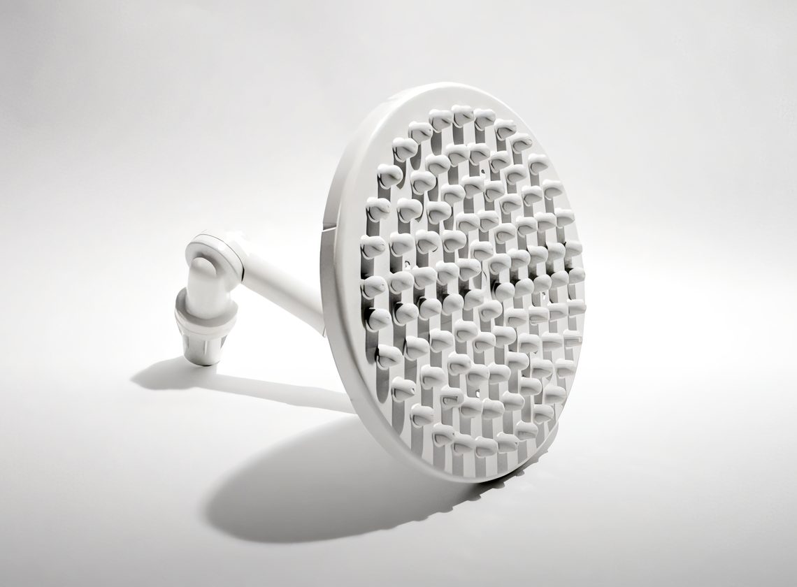 Shower head from the ET Industries kitchen and bath line molded by Protoplast